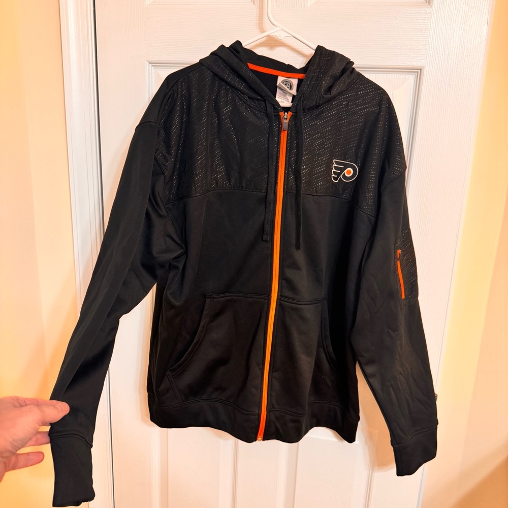 NHL Philadelphia Flyers Black and Orange Zip up hooded jacket.  Size XL - Picture 2 of 13
